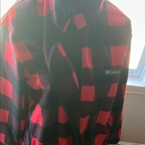 Columbia Red and Black Plaid Shirt Jacket